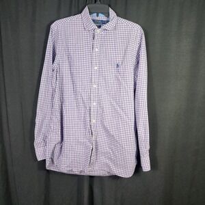 Polo Ralph Lauren Mens Purple Gingham Check Cotton Stretch Button Down Shirt M